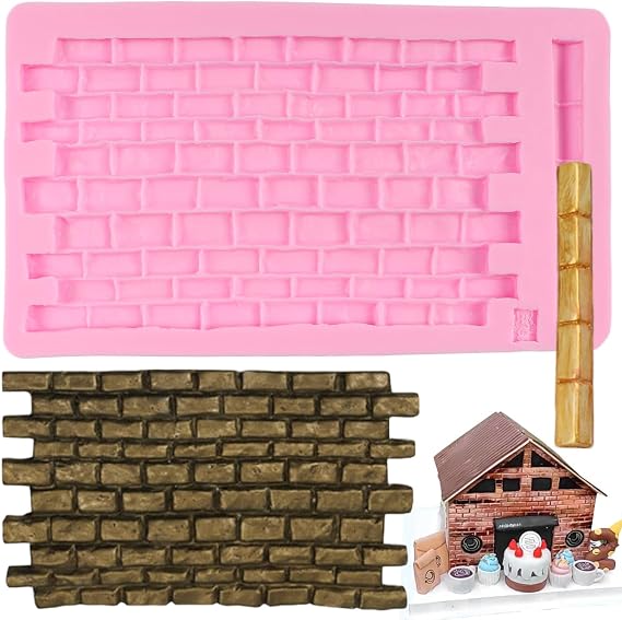 Castle Brick Wall Texture Fondant Molds Brick Wall Silicone Mold