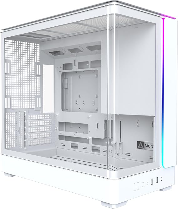 MONTECH King 15 Micro-ATX PC Case, Curved Panoramic Glass, Chimney Air Cooling, Dual Chamber Design, 360mm Radiator Support, Compact Build for Next Generation GPU and High Performance Systems, White