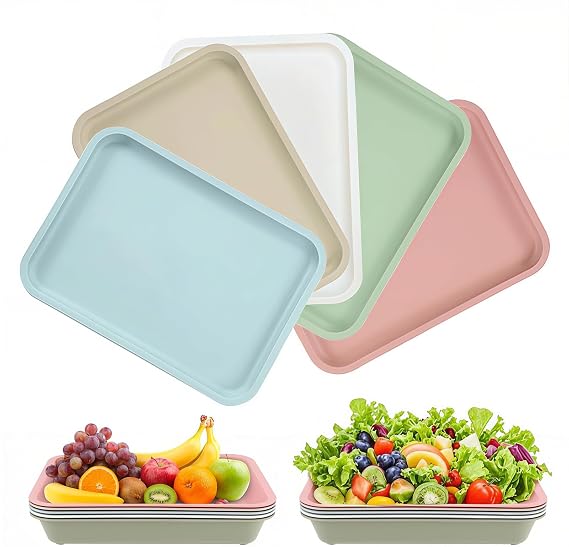 Pack of 5 Plastic Serving Trays Small Reusable
