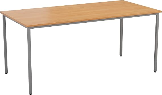 Office Hippo Office Table, Sturdy & Robust Computer Table, Stylish Work Table For Home Office, Ideal Desk Table For Any Work Space, Height Adjustable Feet, Beech, 120 x 80 x 73 cm