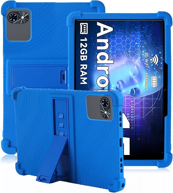 Case for TABWEE T80 10 Inch Tablet,daunke Soft Silicone Cover,with Folding Stand,Lightweight Shockproof,Anti-Scratch,All-Around Protection,Blue