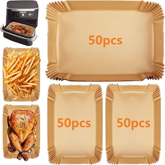 150 Pieces Air Fryer Paper, Rectangular Baking Paper for Ninja Foodi FlexDrawer Dual Zone AF500EU AF500EUCP 10.4L and Other Air Fryer, Airfryer Accessories