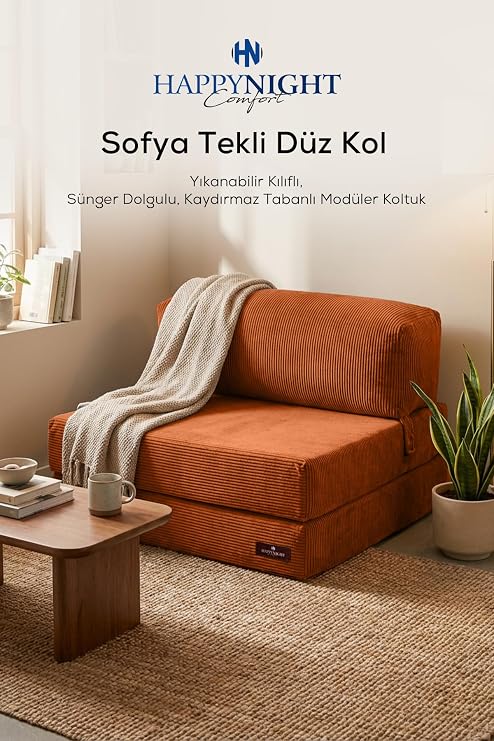 Sofya Tekli Koltuk Düz Kol | Oyun Koltuğu | Sünger Koltuk | Sinema Koltuğu. 90x90 CM (Kiremit)