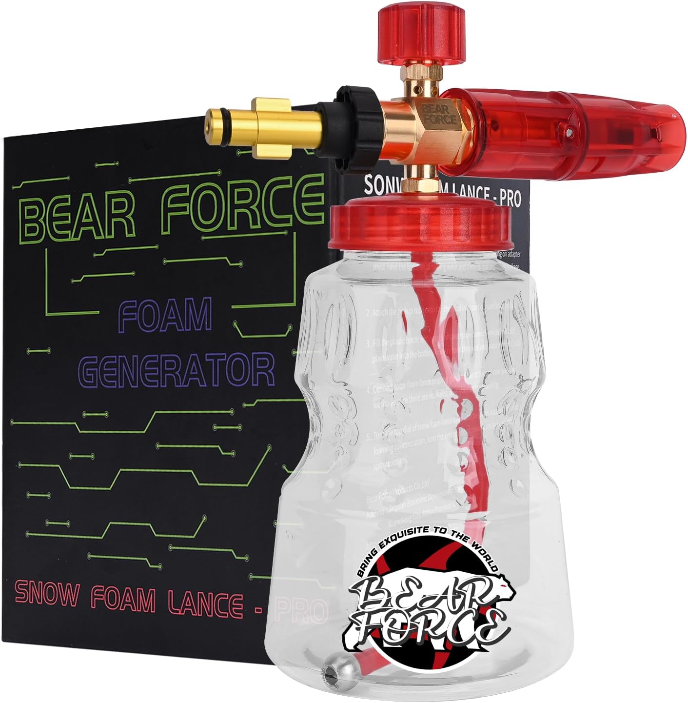 BEARFORCE High Pressure Washer Brass Foam Cannon Foam Generator Snowfoam Lance & 1.25mm & 1.10mm Nozzle Compatible with Some Bosch ..