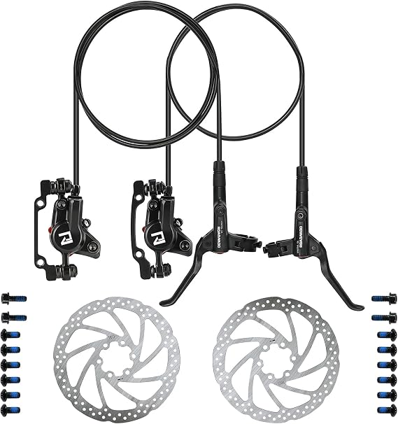 ROADNADO Hydraulic Disc Brakes Set MTB Hydraulic Brake Set, hydraulic Bike Brake Set, 160mm Rotor, Front 800mm Rear 1400mm disc 1 Pair, Aluminum Alloy Oil Brake for Universal Mountain Road Bike
