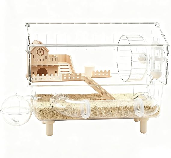Large Hamster Cage 2-Layer Clear Habitat
