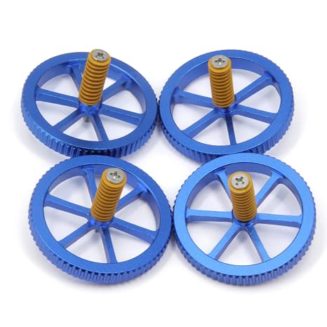 アップグレード ブルー アルミニウム ハンドツイストノブ レベリングナット ホイール 直径60mm + ホットベッド ダイスプリング + M4x40mm ネジ Ender 3/3V2/3 Pro/Ender 5/5 Plus/Pro/CR-10/10S/10S Pro 3Dプリンター用 4個入り