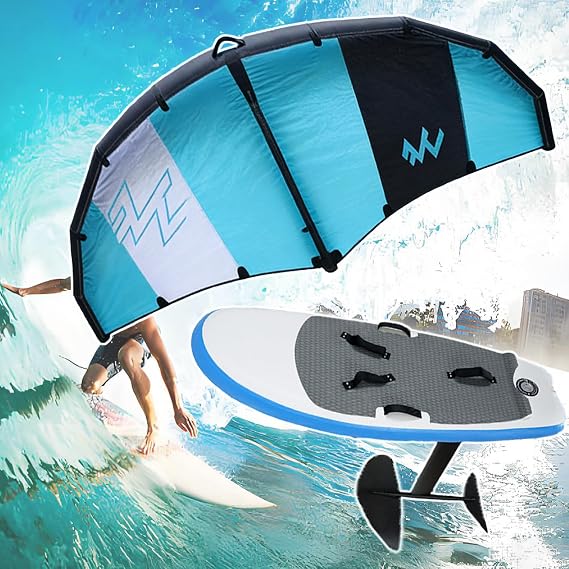 Pump Foil Board, Hydrofoil Surfboard Set, 141x82 Inch, Handheld Surf Sail And Foil Board Combo with Carbon Fiber Hydrofoil, for Water Sports