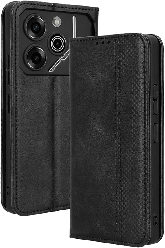 Case Compatible with Tecno Pova 6 Pro 5G, PU Leather flip Cover Compatible with Tecno Pova 6 Pro 5G LI9 Phone Case black