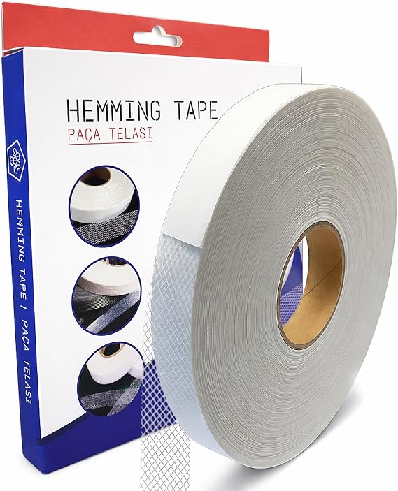 Paça Telası 2 cm x 100 m - Çift Taraflı Yapışkan Tela - Şerit Tela - Ütü ile Yapıştırılan Tela - Dokumasız Uygulama - Amerikan Tela - Dikiş Nakış Telası (Beyaz)