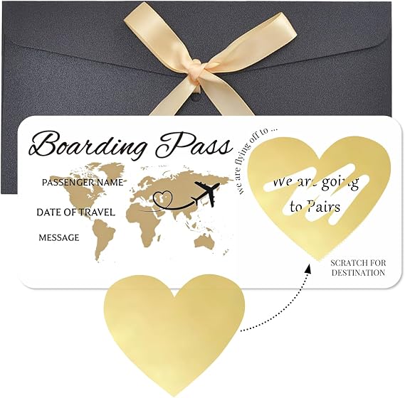 Boarding Pass Scratch Card Reveal,Scratch Card for Surprise Trip Reveal