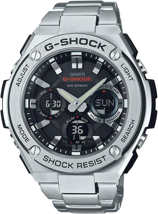 Casio GST-S110D-1A Men's Watch, Analog, Digital, Solar, G-Steel, Full Metal