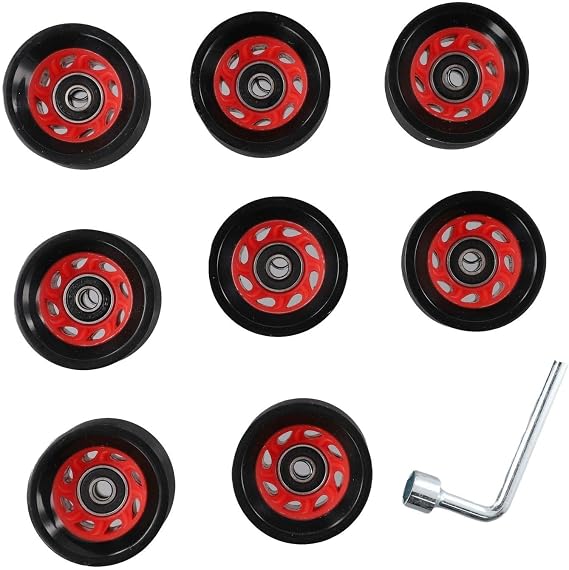 Roller Skate Wheels Set, 8pcs for Double Row and Quad Skates, Non Slip and Elastic Material for Comfort (gray (black (95A))