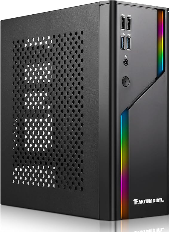 D32R Mini ITX Case, ARGB Small Form Factor SFF Mini Tower HTPC PC Case Vent Panel 0.8mm SPCC Computer Chassis Suitable for 170 x 170mm Mini ITX Motherboards Black