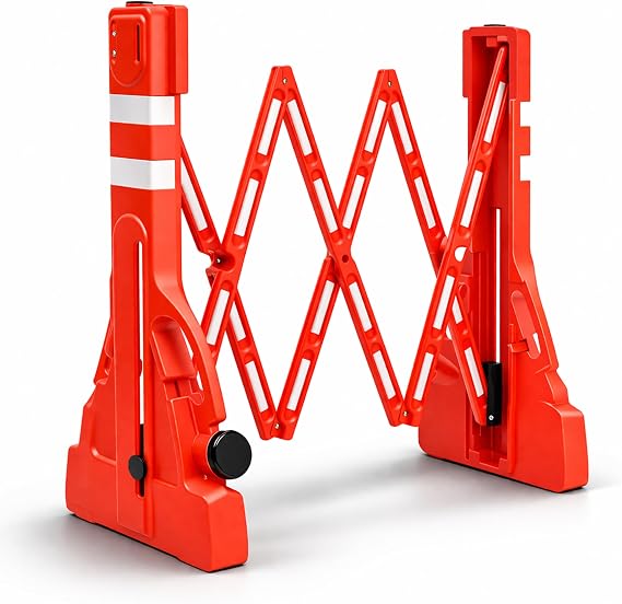 Berry 2.5 Meter Expandable Safety Barrier - Red | Folding Concertina Safety Barrier with Reflective Strips | Portable Water-Fillable Crowd Control Barrier for Warehouses, Event, Airport, Etc