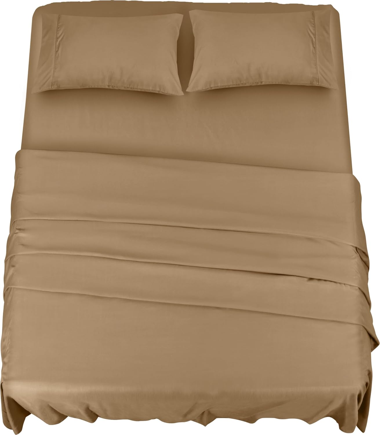 Utopia Bedding Juego de Sabanas 4 Piezas 150x200 - Poliéster Microfibra Cepillada - Sábana Bajera, Sábana Plana y 2 Fundas de Almohada 50x75 Cama 150, Arena
