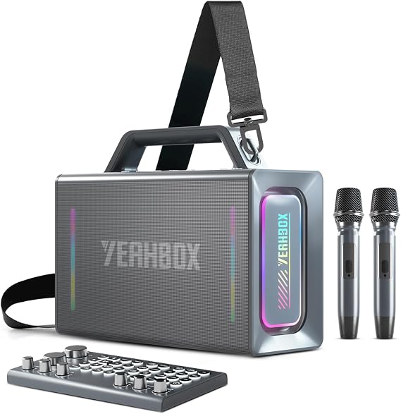 YEAHBOX T500 Bluetooth Party Lautsprecher 200W Max Karaoke 2 Mikrofone