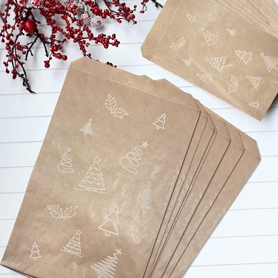 Bimotif Çam desenli kese kağıdı, kraft 11x20-100 adet