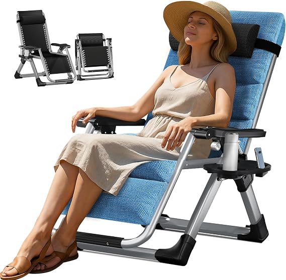 Folding Zero Gravity Chair, 200KG Heavy Duty Sun Lounger