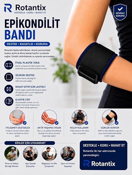 Tenisçi Golfçü Dirseği Bandı Epikondilit Bandajı Ayarlanabilir Dirseklik Sporcu Dirsek Lateral Epikondilit Bandı Dirsek Ağrısı Destek