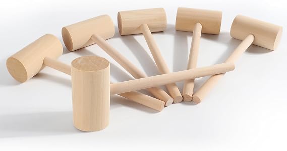 6Pack Large Wooden Hammers for Cracking Crab Lobster Shellfish, 7.3Inch