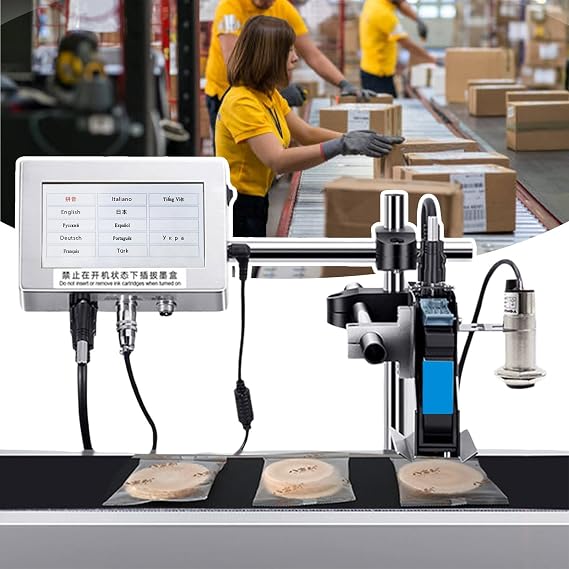 Industrial Inkjet Printer Automatic Coding Machine for Online Assembly Line Batch Date Number Coding & Marking Side and Bottom Spraying with Ink Cartridge
