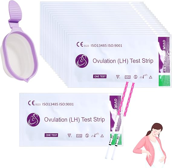 Ovulation Test Strips 30 Counts Accurate LH Ovulation Predictor Kit with A Reusable Urine Cups for Women at Home LH Surge Detection Fertility Test