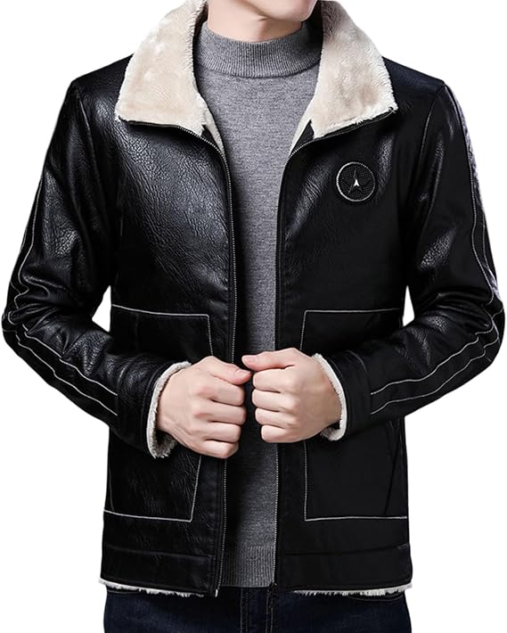Mens Leather Jacket, Lightweight Motorcycle Jacket Motorcycle Motorbike Pu Jacket Removable Protectors Shearling Collar Vintage Biker Mens Bomber Jackets Uk Jacket Mens Mens Coats Outwear Pu Coat