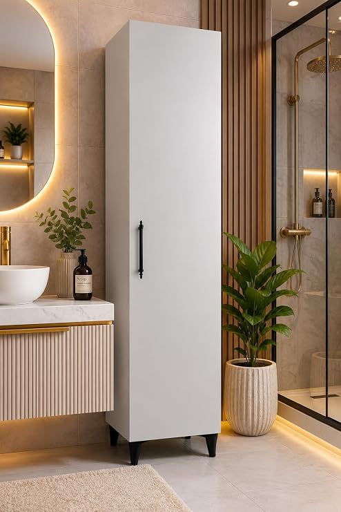 Tek Kapak 6 Raf Ayarlanabilir Raflı Çok Amaçlı Dolap & Elbise, Mutfak, Banyo Çok Amaçlı Dolap