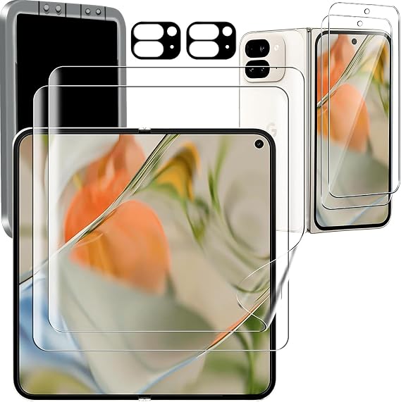 Ferilinso フェリリンソ スクリーンプロテクター 2枚パック Google Pixel 9 Pro Fold用 携帯電話ケース対応 内側のスパイ防止フィルム 背面強化ガラス2枚パック + カメラレンズプロテクターアクセサリー2枚パック