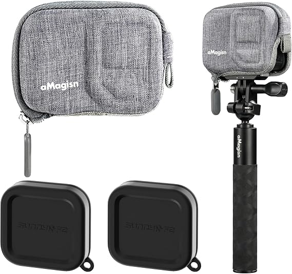 Mini Case + Silicone Lens Cover Cap Set for Insta360 ACE Pro 2/ACE Pro,Storage Case Semi-Hard Camera Protective Case for Insta 360 Quick Release Mount Accessories