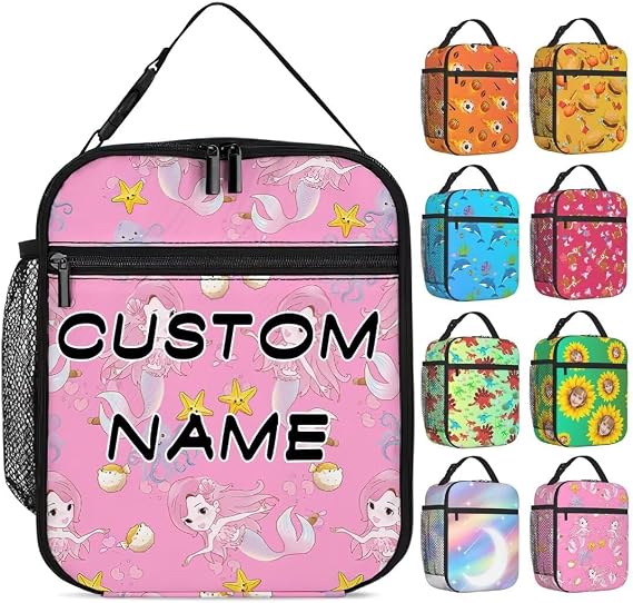 Personalized Lunch Bag Custom Lunch Box with Photo Text, Reusable Cooler Insulated Lunch Bag, 7.9" L x 4.3" W x 10.8" H