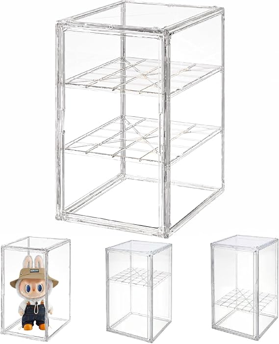 Extra Large Acrylic Display Case for Collection, Transparent Display Box with 2 Levels for Action Figures, Funko Pop, Mini Figurines, Collectibles, DIY (50 x 37 cm)