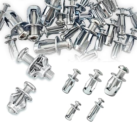 50 Set Expansion Screw Petal Nut, M4 M5 M6 M8 Jack Nuts, Carbon Steel Insert Nuts for Hollow Wall Iron Plastic Pressboard Hardboard Door Anchors Aluminium Cladding Steel Pipe