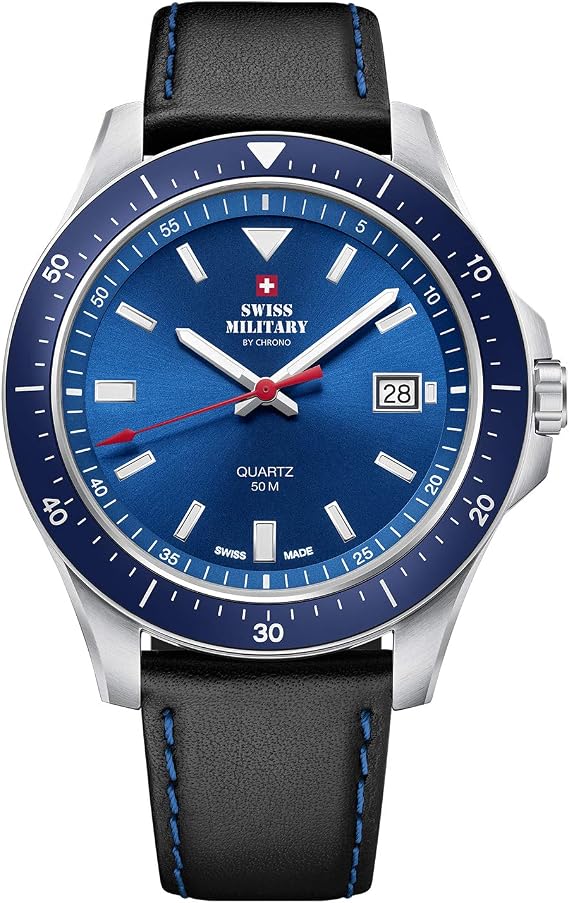 Swiss Military by Chrono Men's Quartz Watch with Analogue Display and Leather Strap SM34082.05