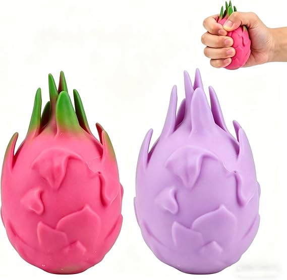 2 PCS Dragon Fruit Squishy, Fruit Squishy, for Dekoration and Focus Enhancement, Portable Design for Office and Home Use, Two Pack with Red and Colour Changing Varieties