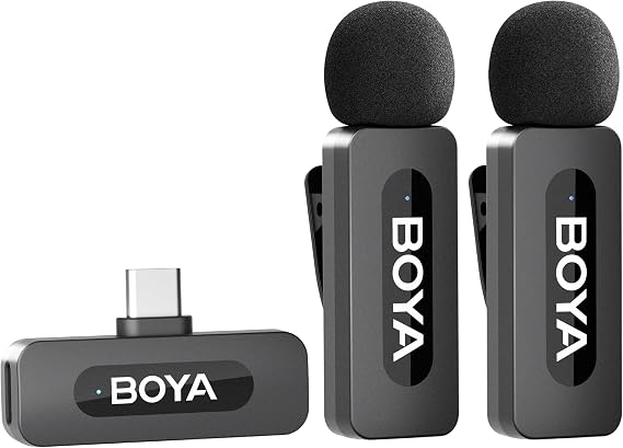 BOYA BY-V20 Wireless Lavalier Microphone, Mini Lapel Mic with Noise Cancelling Compatibale with Android/Type-C, iPhone 15/16, Laptop for Youtube Speaking Podcast Facebook Vlogging Video Recording