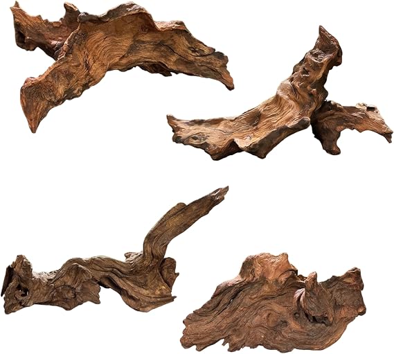 AWXZOM 4pcs 5-6inch Natural Driftwood for Aquarium Driftwood Pieces Small Aquarium Driftwood for Reptile Fish Wood Decor