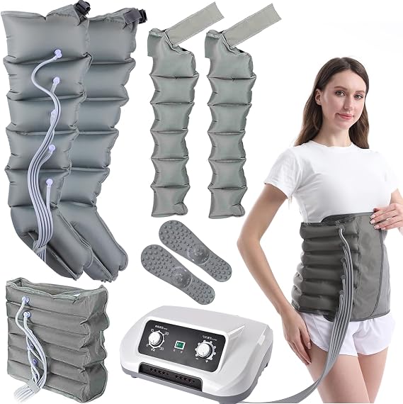 6 Cavity Pressotherapy Lymphatic Drainage Suit, Electric Air Compression Massager Machine, Full Body Waist Arm Leg Relax Instrument for Full Body Massage Pressotherapy Lymphatic Drainage
