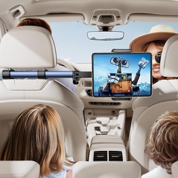 TRYONE Tablet Halterung Auto Kopfstütze - [46cm Langarm] [3 in 1 Ausziehbare] KFZ Tablethalterungen Reise Zubehör für Kinder Autohalterung für iPad für Sumsung Tab/Switch/Handys & 47-13 Zoll Geräte