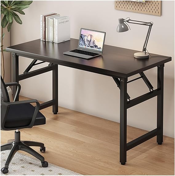 Folding Computer Desk - Small Portable Office Study Table No Assembly Required Minimalist Design Black Workstation (Double 80x40cm/31.5x15.75in) - Ideal for Home Office and Study