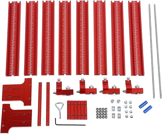 Aluminium Alloy Saw Guide Rail Kit, Universal Woodworking Track System, Parallel Cutting Guide with Clear Scale for Table Saw and Circular Saw, Includes Rails Sliders Screws for DI