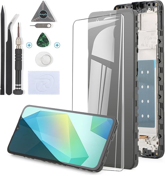 RongZy Incell LCD for Samsung Galaxy A16 4G A165F/A165M Screen Replacement Touch Screen Internal Digitizer for Samsung Galaxy A16 4G Display Assembly with Tools Kit(Black with Frame)