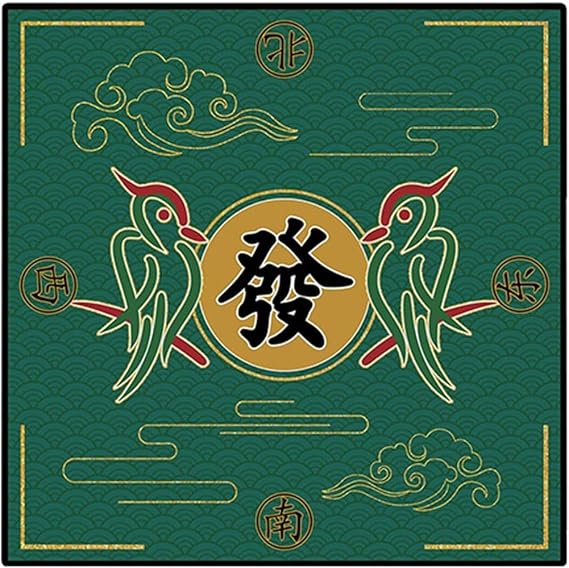 Dianzan Mahjong Mat Shape Mahjong Table Cloth Foldable Anti-slip Mahjong Table Mat Noise Reduction Mahjongg Mat for Board Games Decoration