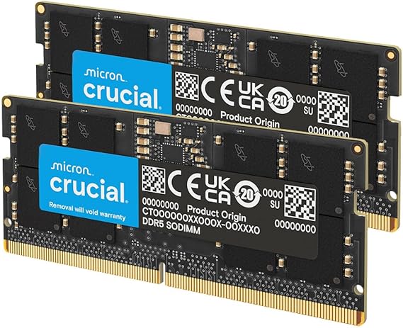 Crucial DDR5 RAM 32GB Kit (2x16GB) 4800MHz SODIMM Memory for Laptop/Notebook Mini PC CL40 - CT2K16G48C40S5