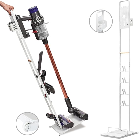 BRIAN & DANY Vacuum Storage Stand, Metal Holder for Dyson V15 V12 V11 V10 V8 V7 V6 Cordless Vacuum Cleaners & Accessories, White