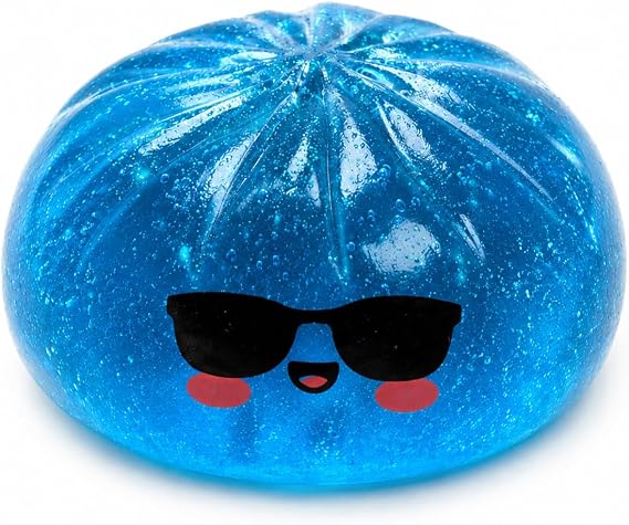 Shark Dumpling, Dumpling Squish with Steamer Colorful Dumplings Stress Balls Stress Relief Fidget Sensory Toy for Holiday & Birthday Gifts Stretchy Desk Toys (Blue)