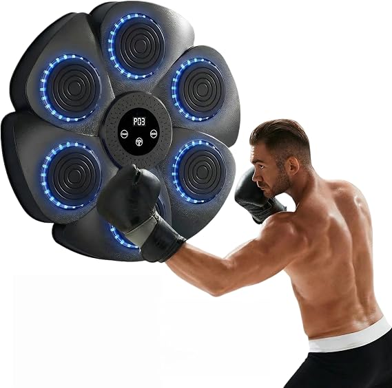 Smart Music Boxing Machine Wall Mounted，Bluetooth Boxing Equipment Punching Pads With LED Light & Speaker for Adults & Kids Home Boxing Training Exercises