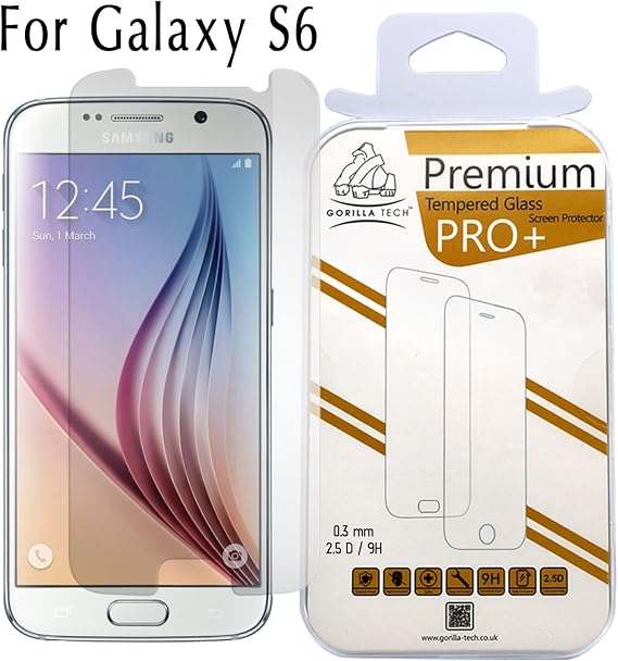 Twin Pack Premium Tempered Glass Screen Protector for Samsung Galaxy S6 Invisible Shield Cover 9H Hardness Crystal Clear HD Quality Shatter and Scratch Resistant 3D Touch Compatible