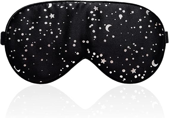 townssilk 100% Silk Sleep mask with Adjustable Strap,Comfortable and Super Soft Eye mask Ultimate Sleeping aid,blindford Silver Moon